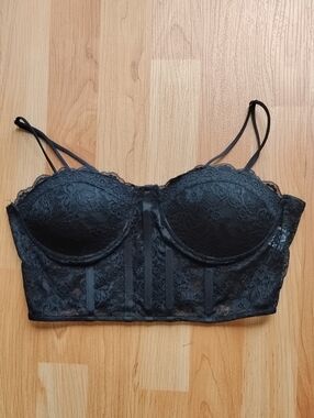 Forever 21 Black Lace Longline Bustier Bra